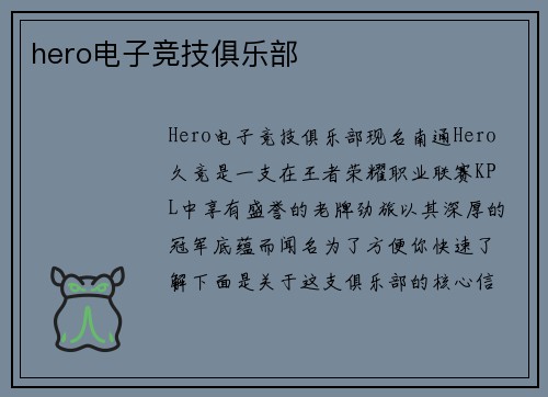 hero电子竞技俱乐部